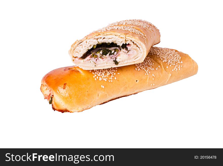 Sandwich filling on a white plate. On a white background. Sandwich filling on a white plate. On a white background.