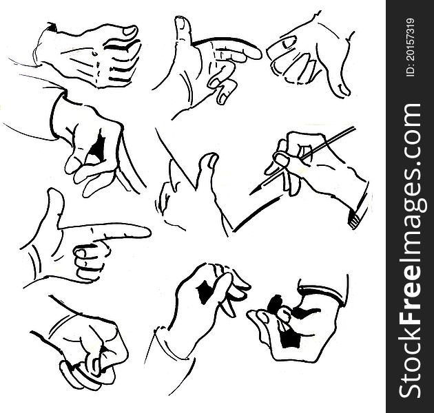 Collection of gestures of hands. illustration and gesture and isolated and fingers and element. Collection of gestures of hands. illustration and gesture and isolated and fingers and element