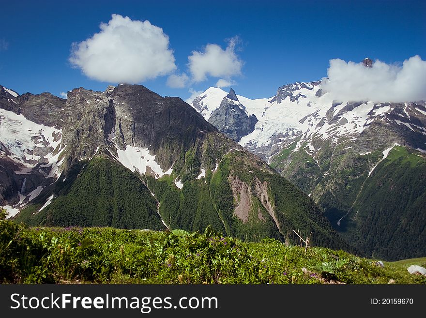 Image of Caucasus Mountains, summer. Image of Caucasus Mountains, summer