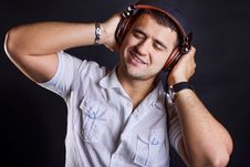 Handsome Boy With Headphones Stock Photos Handsome Boy With Headphones Stock Photos
