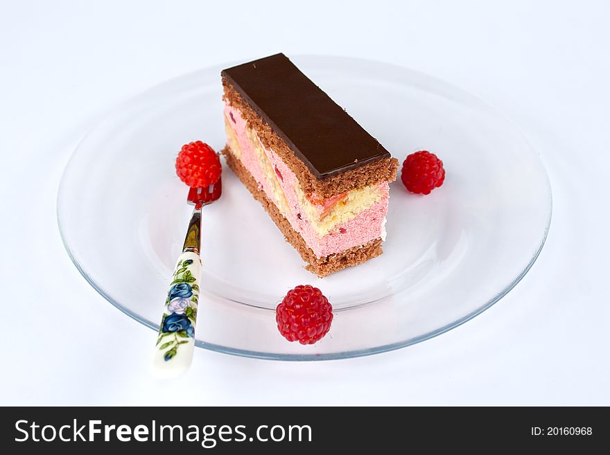 Delicious punch cake with raspberry