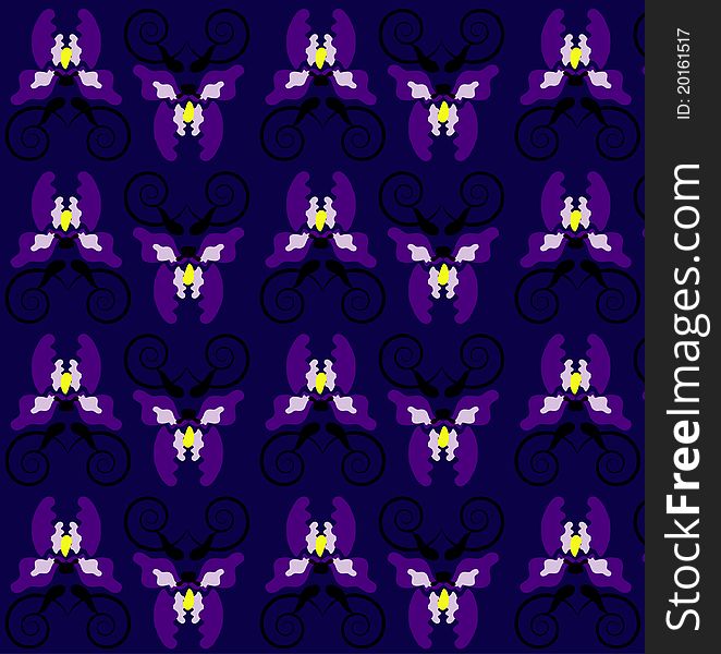 Pattern with iris and curl  seamless texture. Pattern with iris and curl  seamless texture
