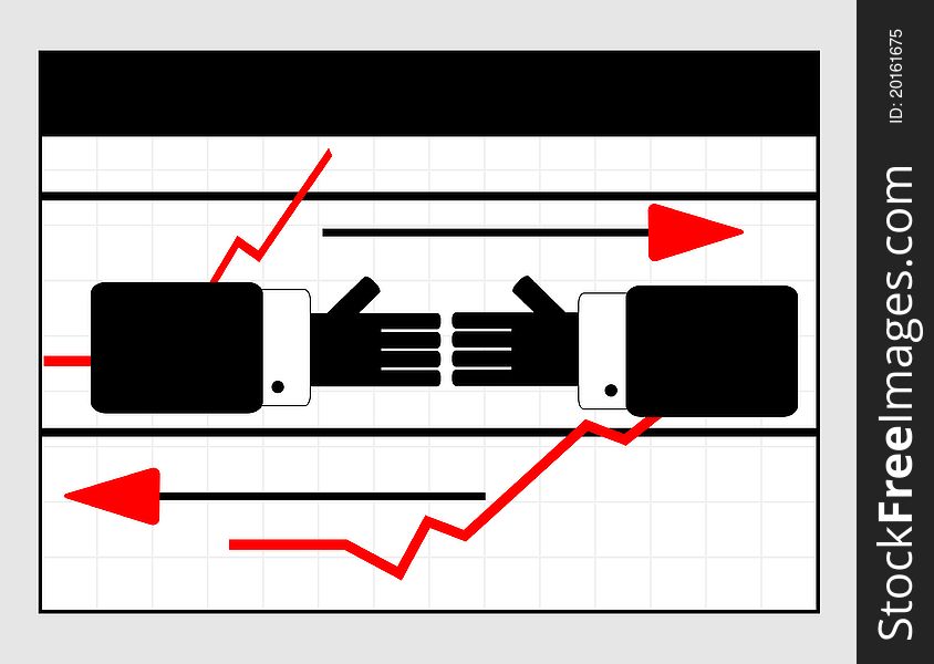 Business meeting with red graphic