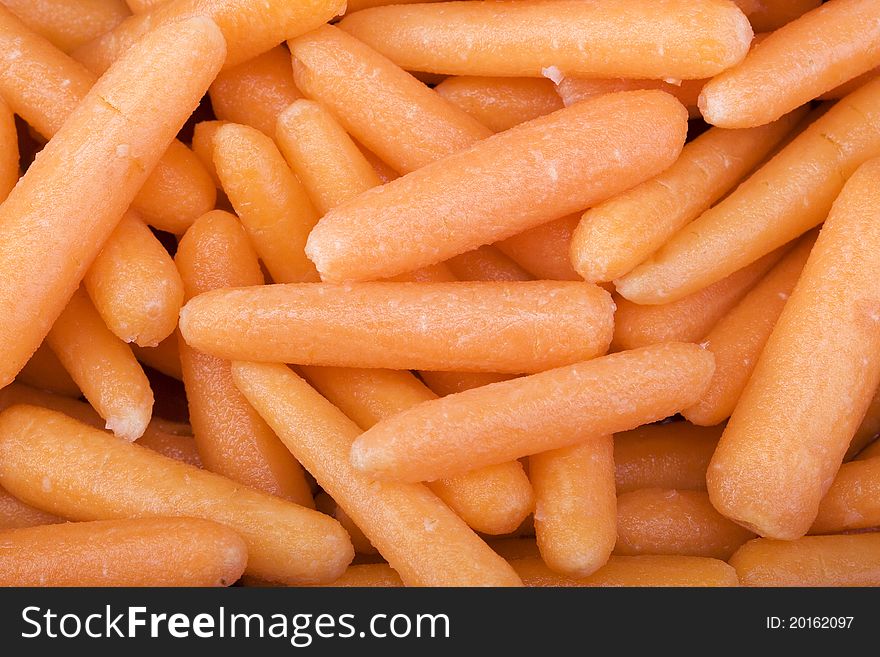 Raw Baby Carrots Closeup
