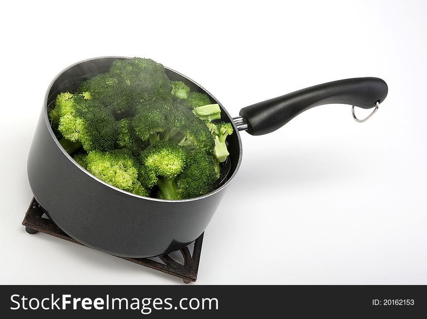 Steamed Broccoli In A Pot
