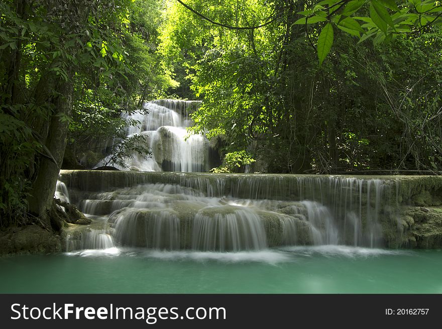 Huay Mae Kamin Waterfall in Kanchanaburi, Thailand