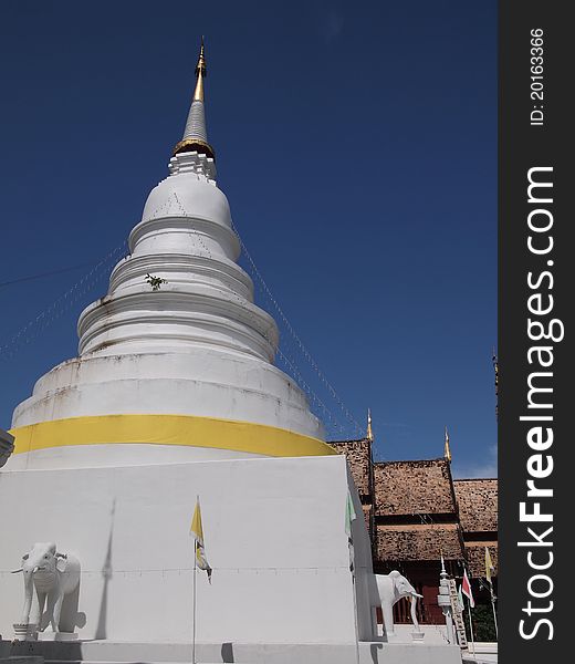 White pagoda contain buddha in chiangmai,thailand