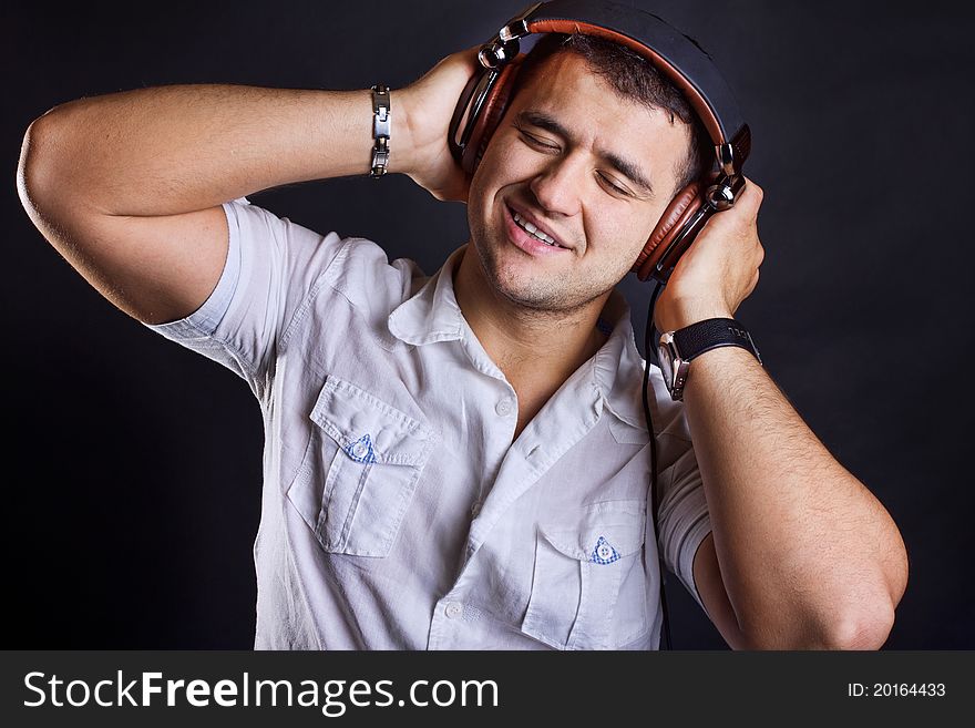 Image of happy man with headphones. Image of happy man with headphones