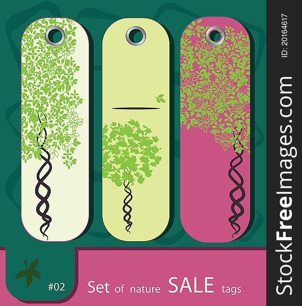 Set of retro sale nature tags