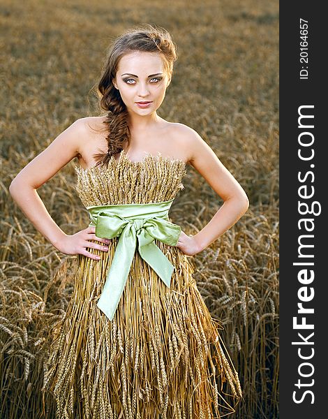 Woman in wheat field