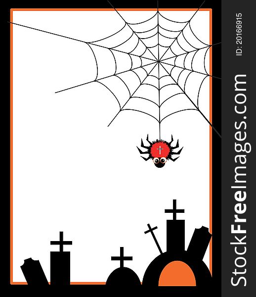 Halloween frame with spider web