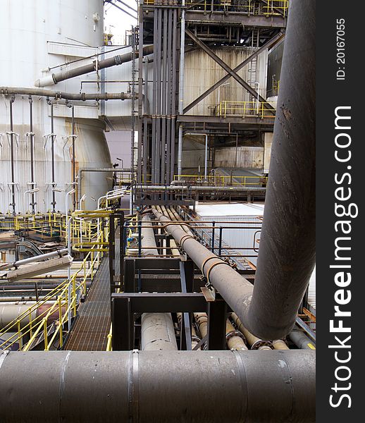 Industrial pipework on the FGD plant of a coal fired power staion