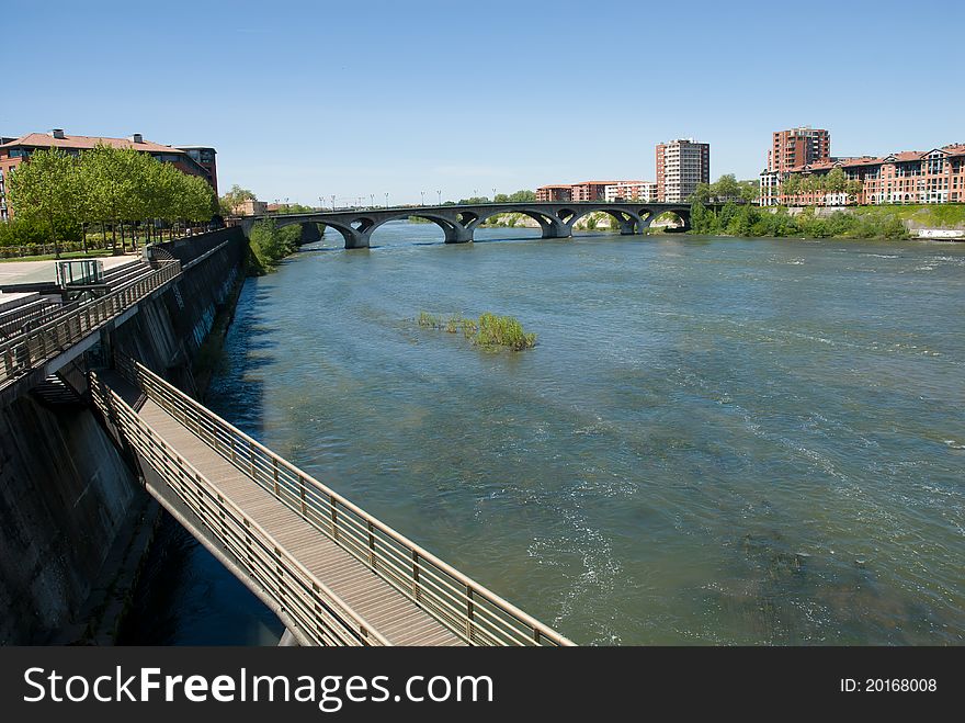 Garonne River And Pont(bridge) Des Catalans