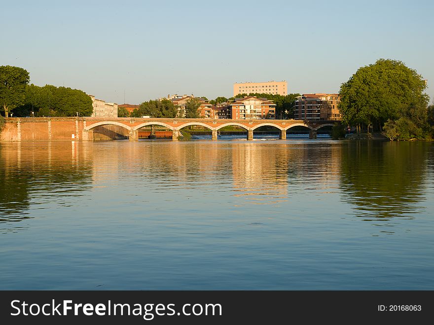 Scenery Of Garonne River And Pont(bridge) De Halag