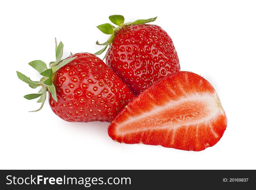 Fresh and tasty strawberries isolated on white