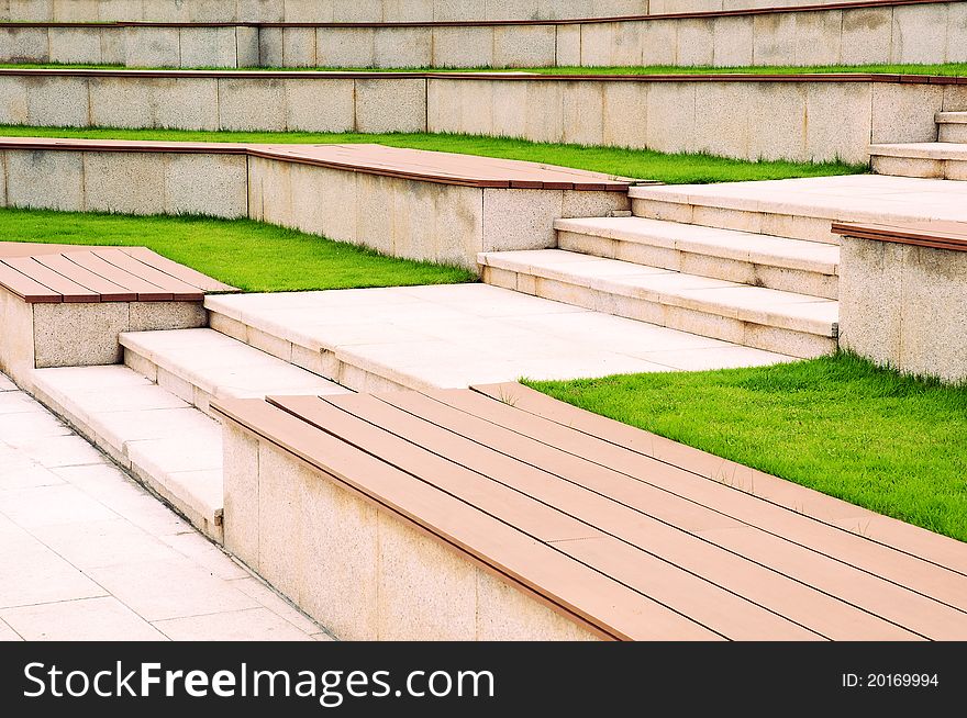 The Stone ladder in green grass. The Stone ladder in green grass