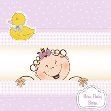 Baby Girl Announcement Card Royalty Free Stock Images