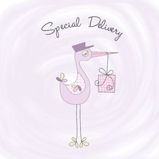 Welcome Baby Card With Stork Stock Photography Welcome Baby Card With Stork Stock Photography
