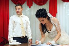 Bride On Solemn Registration Royalty Free Stock Images