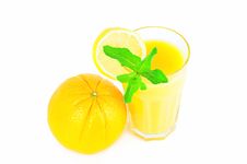 Orange And Glass Of Orange Juice With Lemon Slice Stock Photo Orange And Glass Of Orange Juice With Lemon Slice Stock Photo