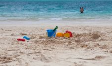 Beach Toys On A Tropical Beach Royalty Free Stock Image