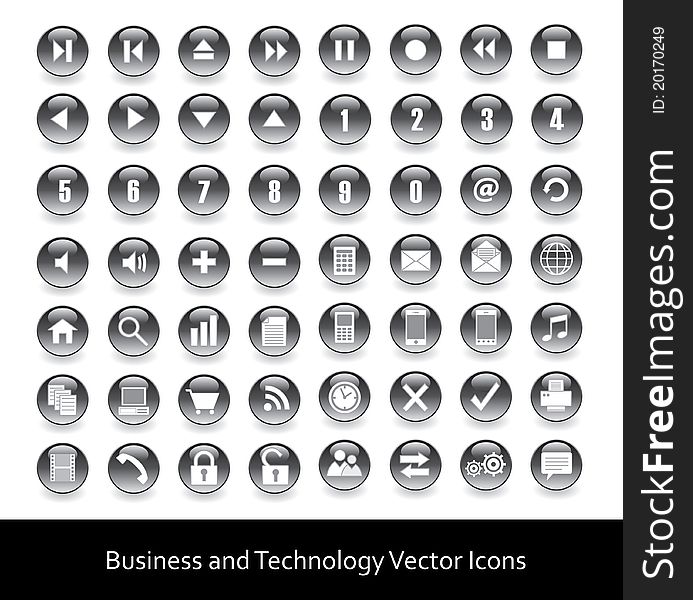 Icon vector illustrations of web, business and technology buttons. Icon vector illustrations of web, business and technology buttons