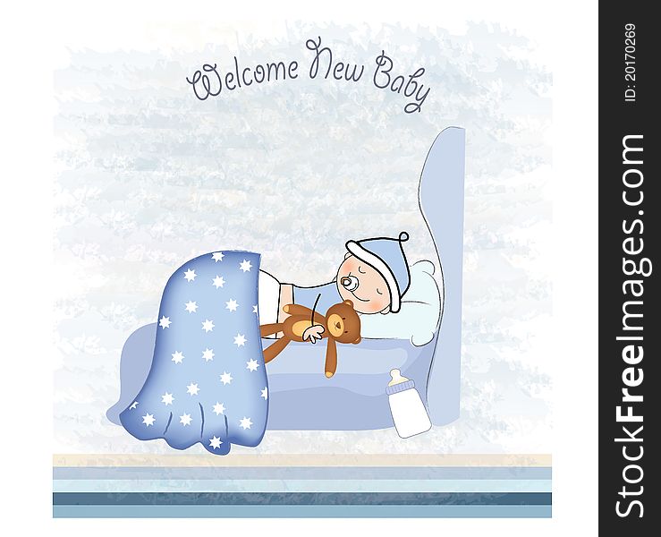 Welcome new baby boy card. Welcome new baby boy card
