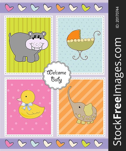 New baby shower invitation  with animal toys