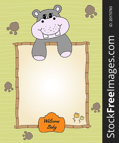 Baby shower invitation with hippo