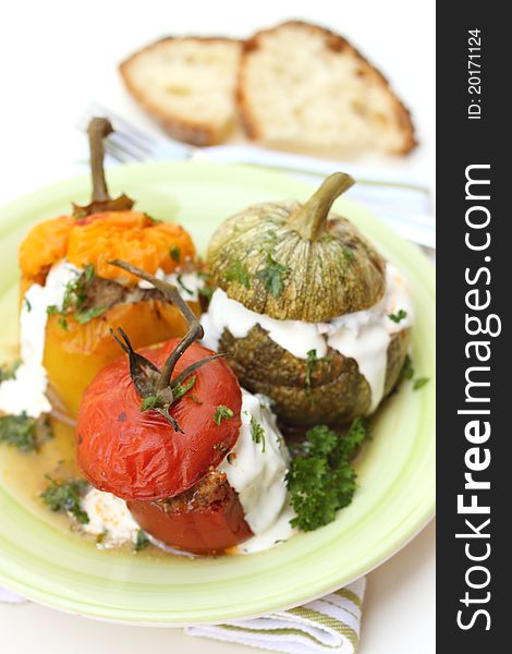 Delicious stuffed vegetables with cream