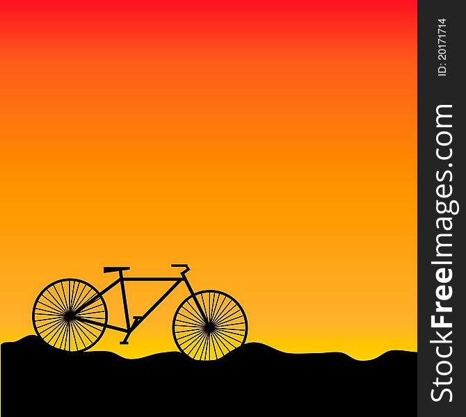 The bike on sunset background. The bike on sunset background