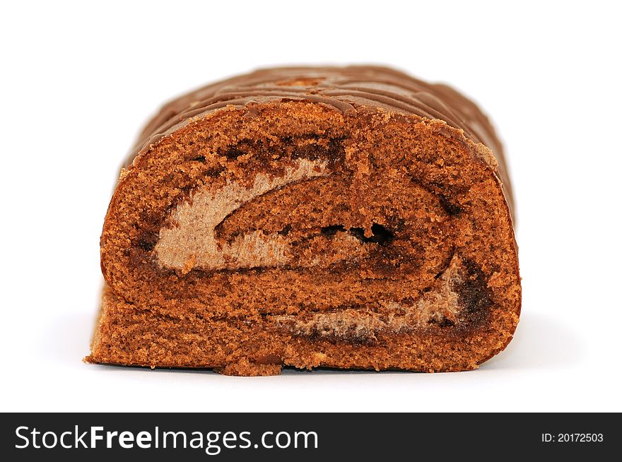 Chocolat Roulade isolated on white background