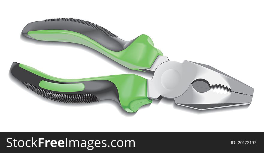 Metal nippers on white background