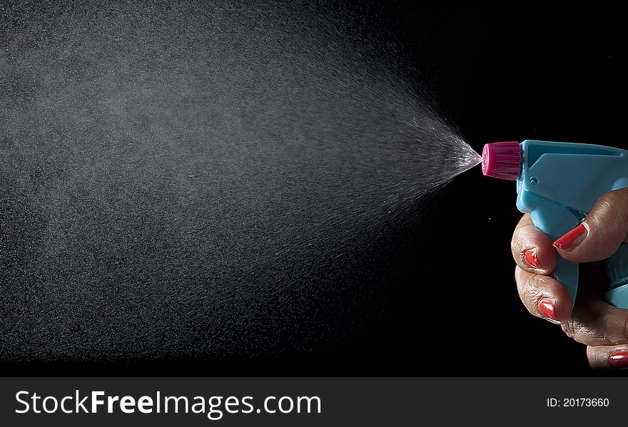 Hand spray in air of water. Hand spray in air of water
