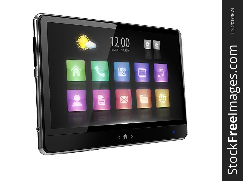 Digital tablet with touc  screen and icons