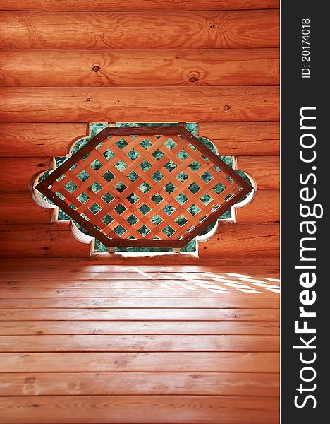 Wooden background with wood wicker element