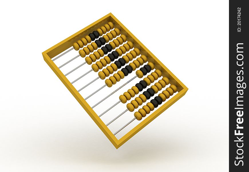 Mathematical office abacus on white background isolated 3d
