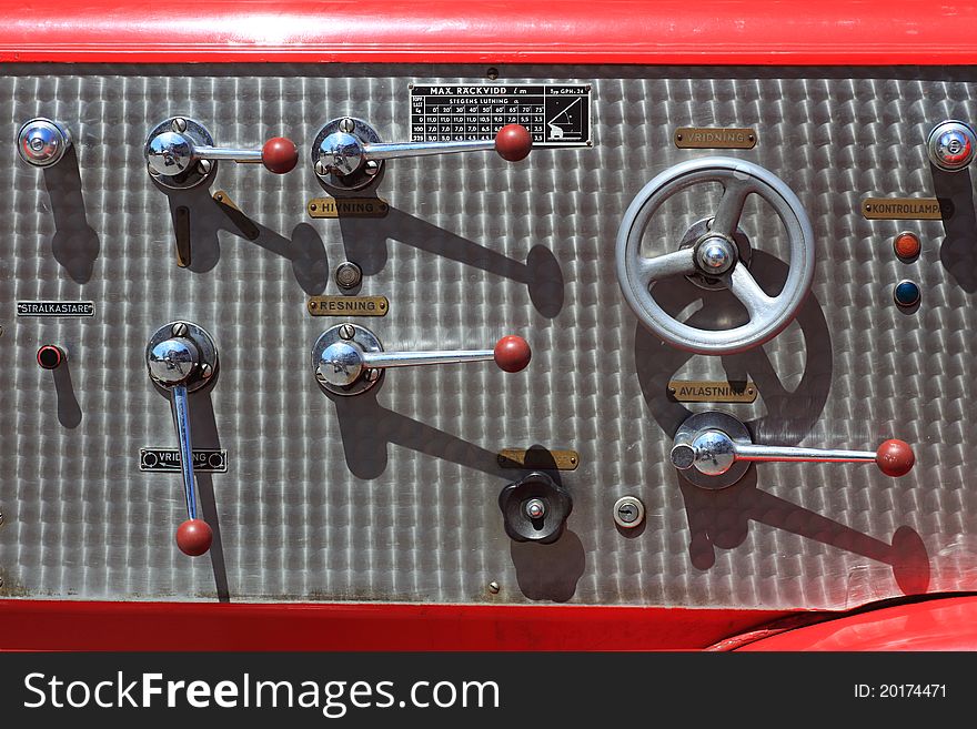 The Control equipment of red fire truck