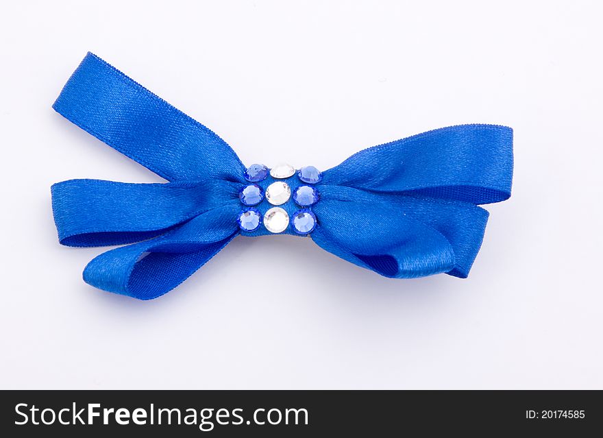 Blue gift satin ribbon bow