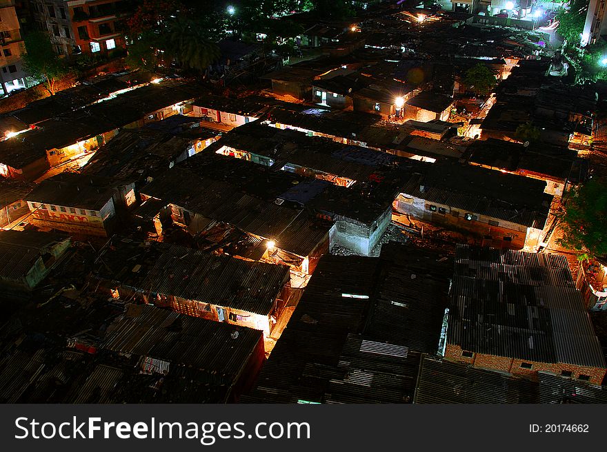 Long time exposure of a slum in mumbai. Long time exposure of a slum in mumbai