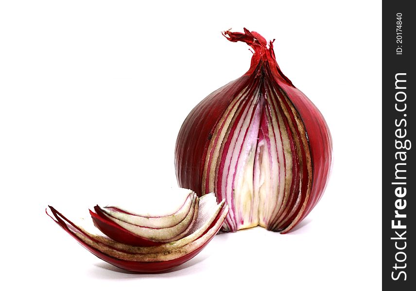 Red onion isolated on white