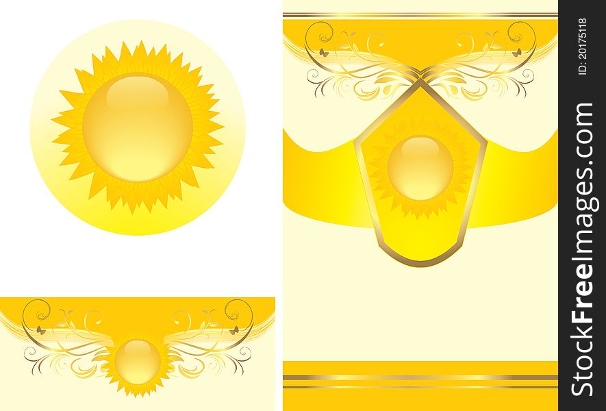 Floral Ornament With Sun. Decorative Elements