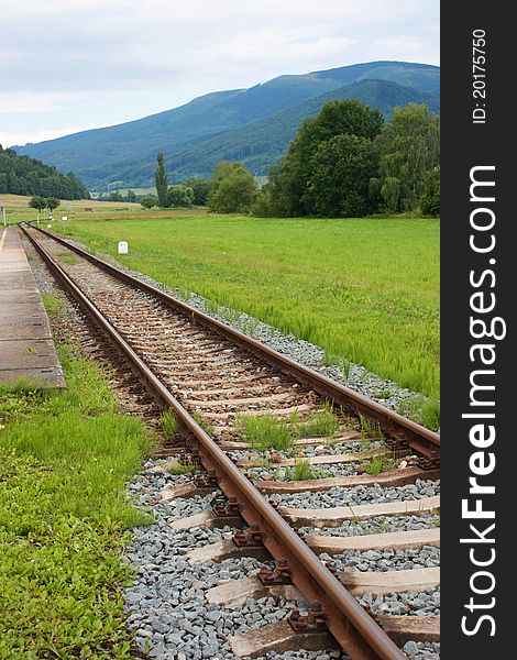 Railway in a countryside of North of Czech Republic