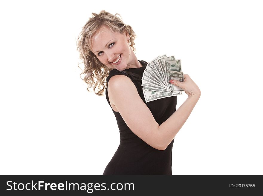 Adult beautiful woman with cash