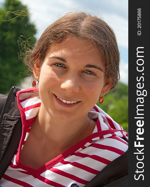 Portrait of a young woman smiling, happy. Portrait of a young woman smiling, happy