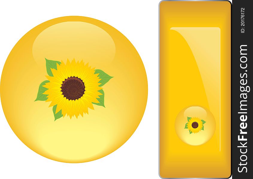 Yellow Buttons With Sunflower