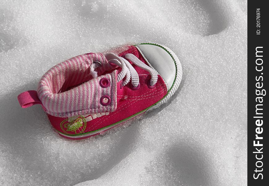 Baby Shoe On Snow