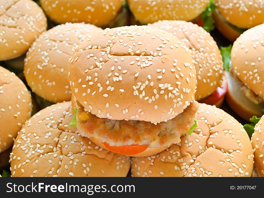 A hamburger on hamburger background