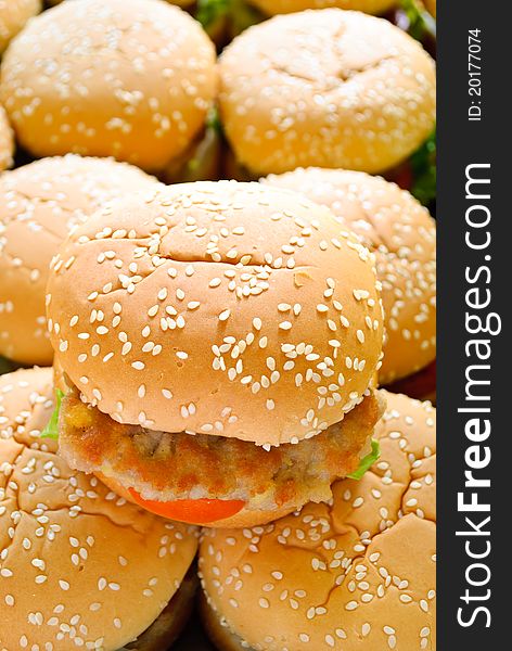 A hamburger on hamburger background