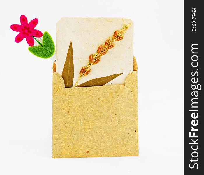 Brown bag with clip on white background